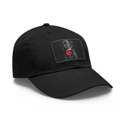 Stylish Dad Hat with Leather Patch Decor, Adjustable Cap for Pet Lovers, Gift for Father’s Day, Unique Birthday Present, Custom Dad Cap