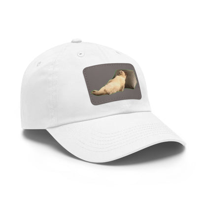 Chill Cat Dad Hat with Leather Patch, Relaxed Cap for Pet Lovers, Father's Day Gift, Casual Wear, Fun Accessory