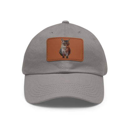 Cat Lover's Dad Hat with Leather Patch, Stylish Cap for Pet Enthusiasts, Perfect Gift for Animal Lovers, Casual Everyday Wear