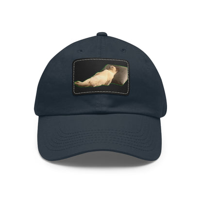 Chill Cat Dad Hat with Leather Patch, Relaxed Cap for Pet Lovers, Father's Day Gift, Casual Wear, Fun Accessory
