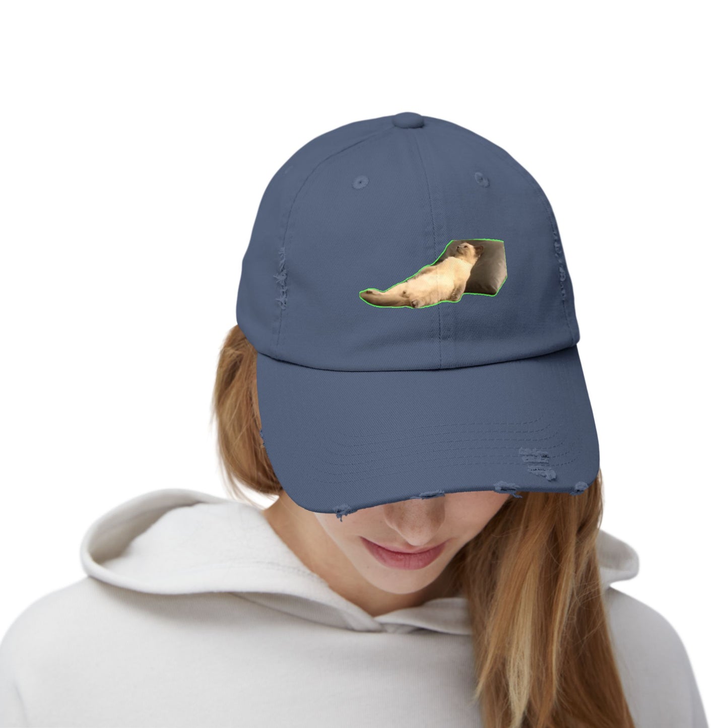 Distressed Unisex Cap with Playful Design for Casual Outfits, Unique Gift, Trendy Hat, Outdoor Adventures, Summer Vibes