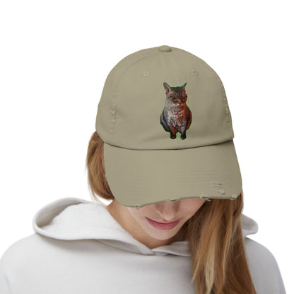Distressed Cat Cap: Trendy Unisex Hat, Casual Wear, Gift for Cat Lovers, Unique Fashion Statement, Everyday Accessory