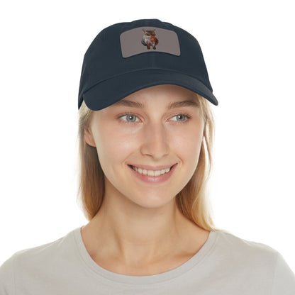 Cat Lover's Dad Hat with Leather Patch, Stylish Cap for Pet Enthusiasts, Perfect Gift for Animal Lovers, Casual Everyday Wear