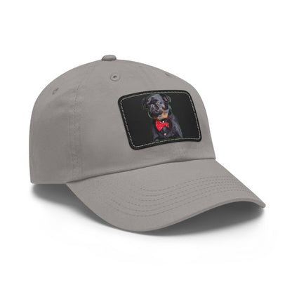 Stylish Dad Hat with Leather Patch Decor, Adjustable Cap for Pet Lovers, Gift for Father’s Day, Unique Birthday Present, Custom Dad Cap