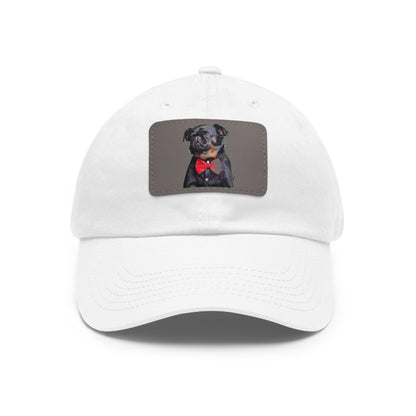 Stylish Dad Hat with Leather Patch Decor, Adjustable Cap for Pet Lovers, Gift for Father’s Day, Unique Birthday Present, Custom Dad Cap
