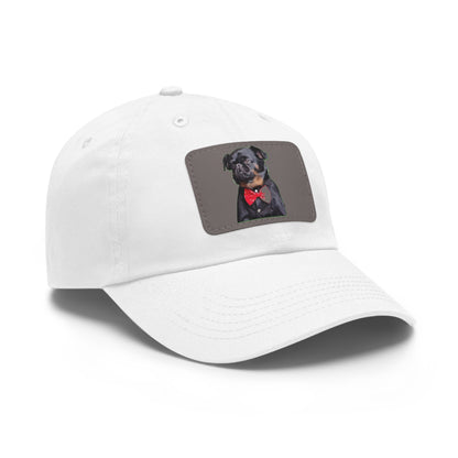 Stylish Dad Hat with Leather Patch Decor, Adjustable Cap for Pet Lovers, Gift for Father’s Day, Unique Birthday Present, Custom Dad Cap