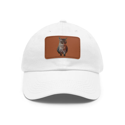 Cat Lover's Dad Hat with Leather Patch, Stylish Cap for Pet Enthusiasts, Perfect Gift for Animal Lovers, Casual Everyday Wear