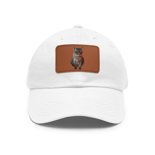 Cat Lover's Dad Hat with Leather Patch, Stylish Cap for Pet Enthusiasts, Perfect Gift for Animal Lovers, Casual Everyday Wear