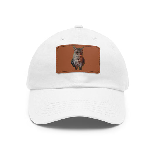 Cat Lover's Dad Hat with Leather Patch, Stylish Cap for Pet Enthusiasts, Perfect Gift for Animal Lovers, Casual Everyday Wear