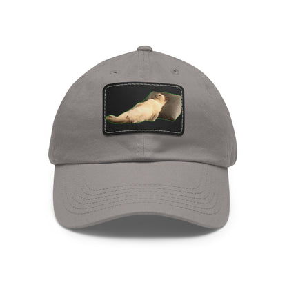 Chill Cat Dad Hat with Leather Patch, Relaxed Cap for Pet Lovers, Father's Day Gift, Casual Wear, Fun Accessory