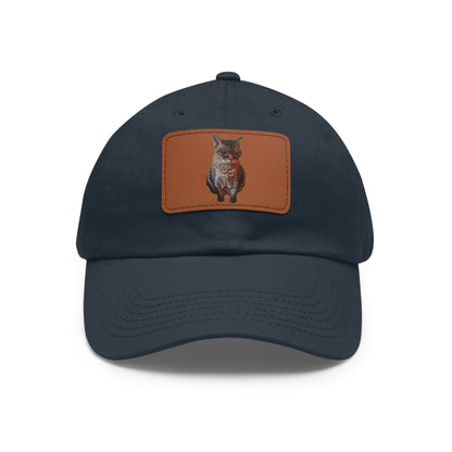 Cat Lover's Dad Hat with Leather Patch, Stylish Cap for Pet Enthusiasts, Perfect Gift for Animal Lovers, Casual Everyday Wear