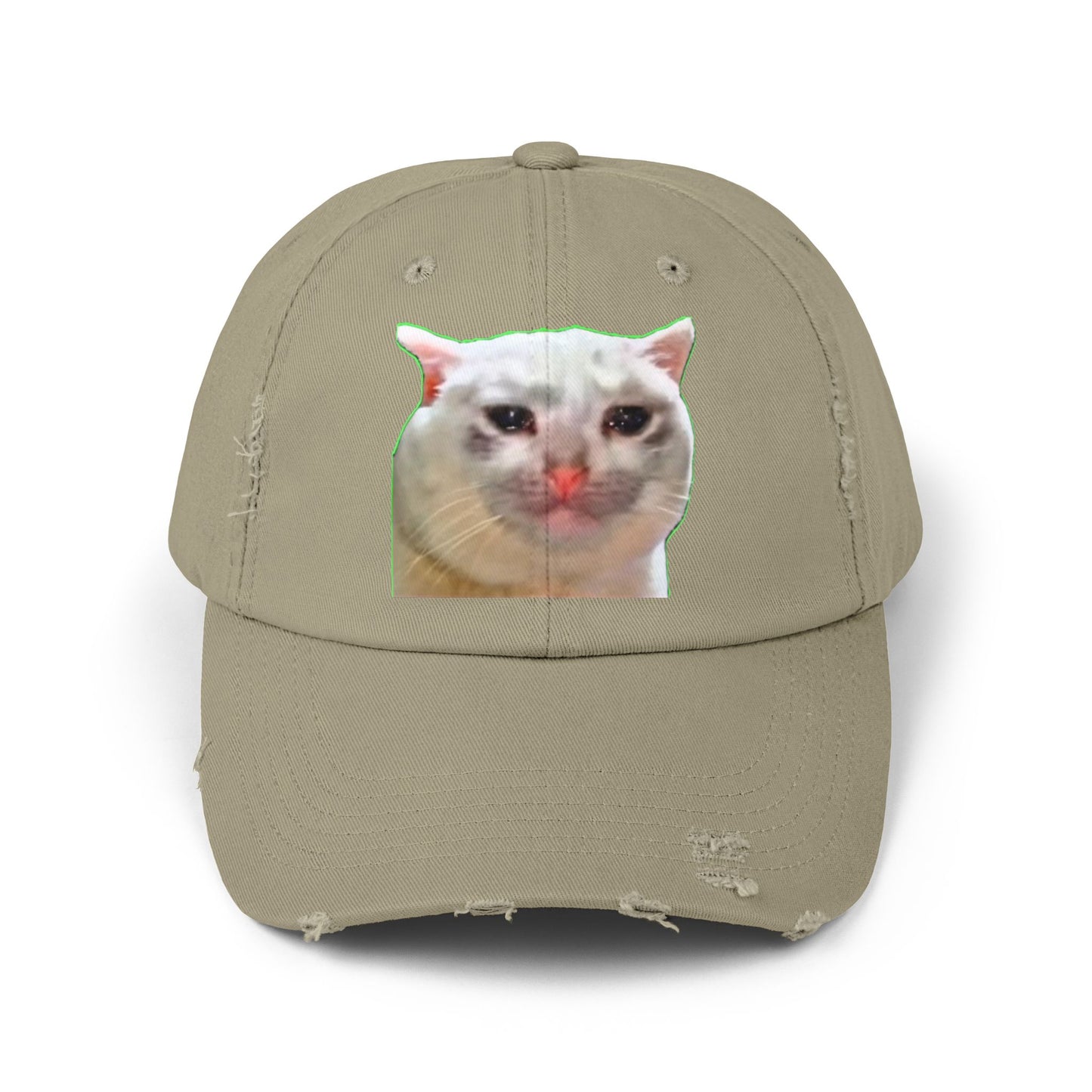 Unisex Distressed Cap with Cat Design, Trendy Hat for Animal Lovers, Funny Gift for Pet Owners, Casual Fashion Accessory