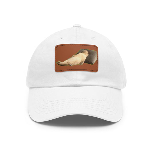Chill Cat Dad Hat with Leather Patch, Relaxed Cap for Pet Lovers, Father's Day Gift, Casual Wear, Fun Accessory