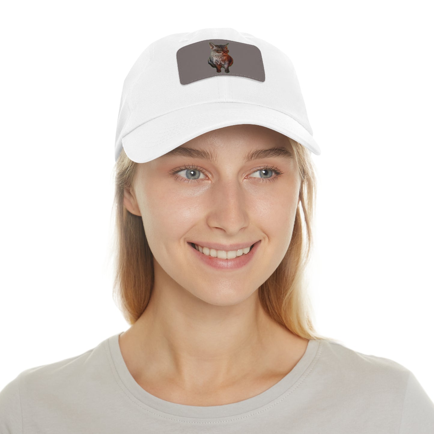 Cat Lover's Dad Hat with Leather Patch, Stylish Cap for Pet Enthusiasts, Perfect Gift for Animal Lovers, Casual Everyday Wear