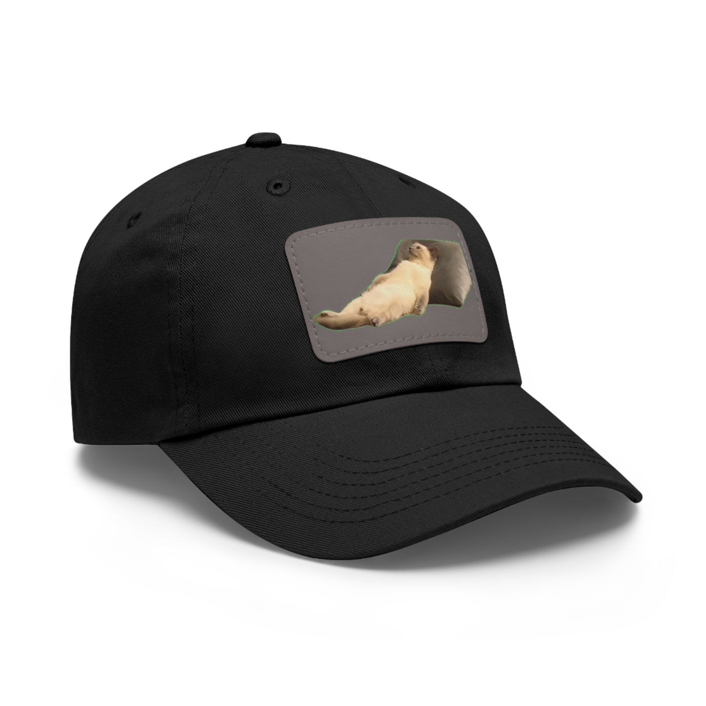 Chill Cat Dad Hat with Leather Patch, Relaxed Cap for Pet Lovers, Father's Day Gift, Casual Wear, Fun Accessory