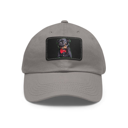 Stylish Dad Hat with Leather Patch Decor, Adjustable Cap for Pet Lovers, Gift for Father’s Day, Unique Birthday Present, Custom Dad Cap