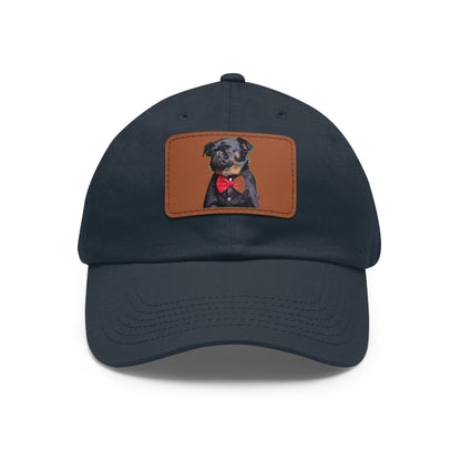 Stylish Dad Hat with Leather Patch Decor, Adjustable Cap for Pet Lovers, Gift for Father’s Day, Unique Birthday Present, Custom Dad Cap