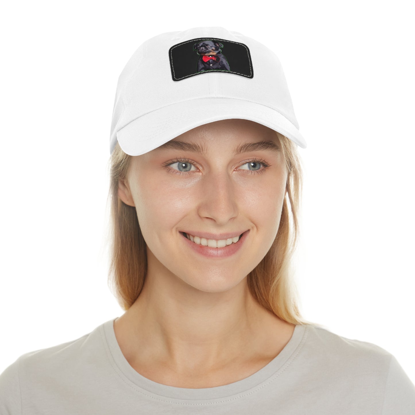 Stylish Dad Hat with Leather Patch Decor, Adjustable Cap for Pet Lovers, Gift for Father’s Day, Unique Birthday Present, Custom Dad Cap