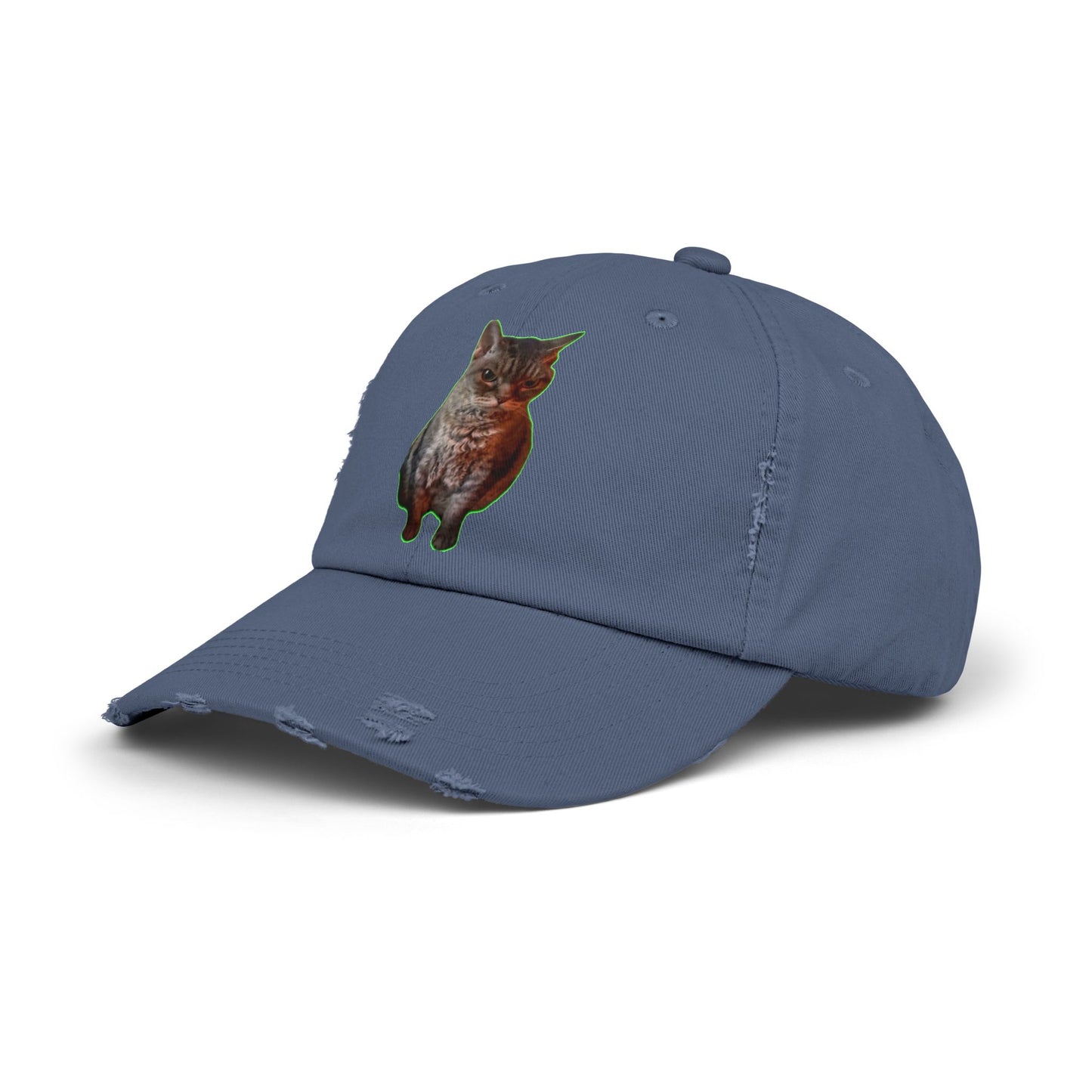Distressed Cat Cap: Trendy Unisex Hat, Casual Wear, Gift for Cat Lovers, Unique Fashion Statement, Everyday Accessory