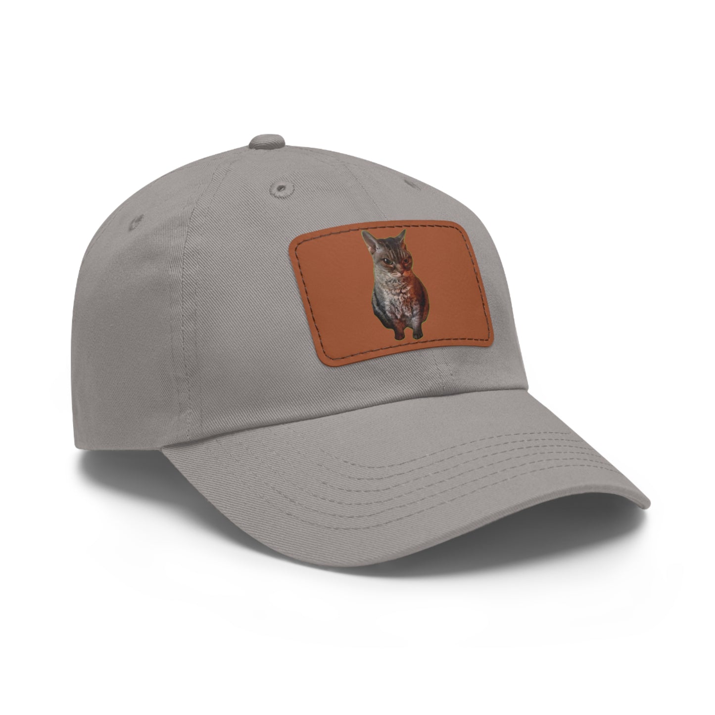 Cat Lover's Dad Hat with Leather Patch, Stylish Cap for Pet Enthusiasts, Perfect Gift for Animal Lovers, Casual Everyday Wear