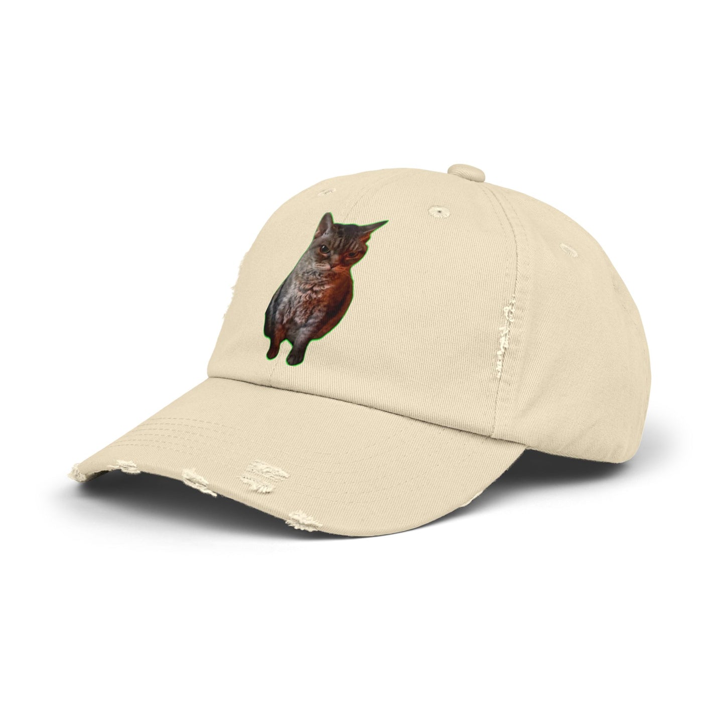 Distressed Cat Cap: Trendy Unisex Hat, Casual Wear, Gift for Cat Lovers, Unique Fashion Statement, Everyday Accessory