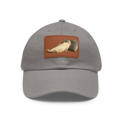 Chill Cat Dad Hat with Leather Patch, Relaxed Cap for Pet Lovers, Father's Day Gift, Casual Wear, Fun Accessory