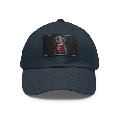 Stylish Dad Hat with Leather Patch Decor, Adjustable Cap for Pet Lovers, Gift for Father’s Day, Unique Birthday Present, Custom Dad Cap