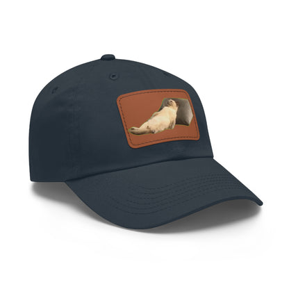 Chill Cat Dad Hat with Leather Patch, Relaxed Cap for Pet Lovers, Father's Day Gift, Casual Wear, Fun Accessory