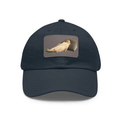 Chill Cat Dad Hat with Leather Patch, Relaxed Cap for Pet Lovers, Father's Day Gift, Casual Wear, Fun Accessory
