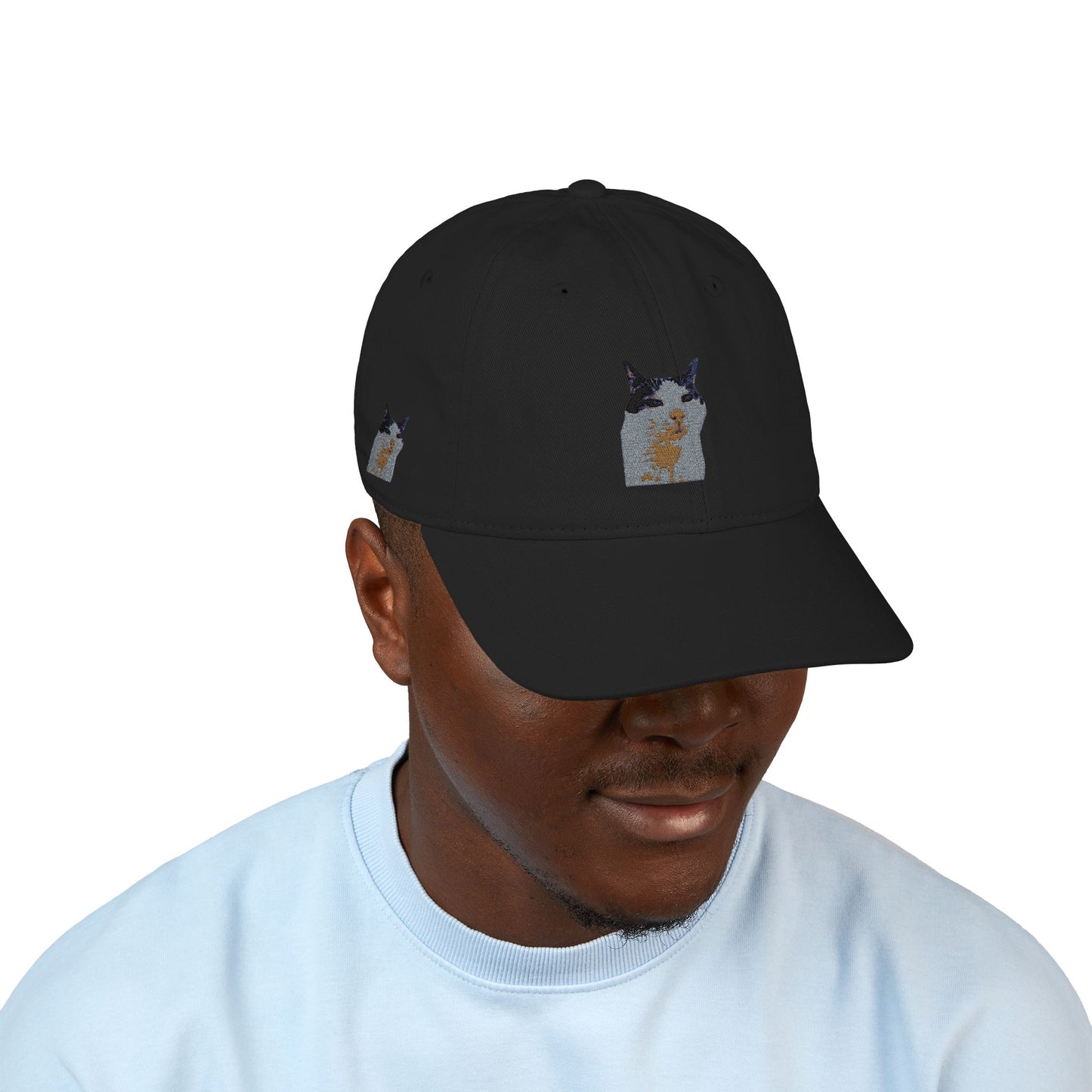 Embroidered Cat Baseball Cap, Organic Hat, Gift for Cat Lovers, Adjustable Cap, Pet-themed Accessories, Unique Style