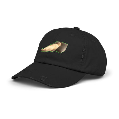 Distressed Unisex Cap with Playful Design for Casual Outfits, Unique Gift, Trendy Hat, Outdoor Adventures, Summer Vibes