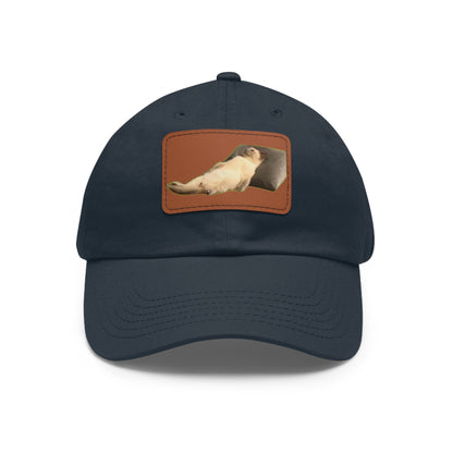 Chill Cat Dad Hat with Leather Patch, Relaxed Cap for Pet Lovers, Father's Day Gift, Casual Wear, Fun Accessory
