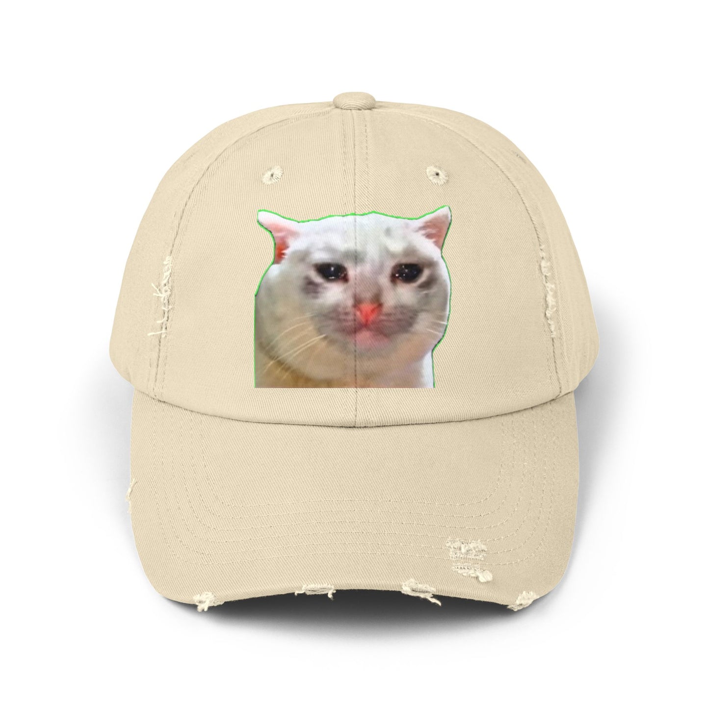 Unisex Distressed Cap with Cat Design, Trendy Hat for Animal Lovers, Funny Gift for Pet Owners, Casual Fashion Accessory