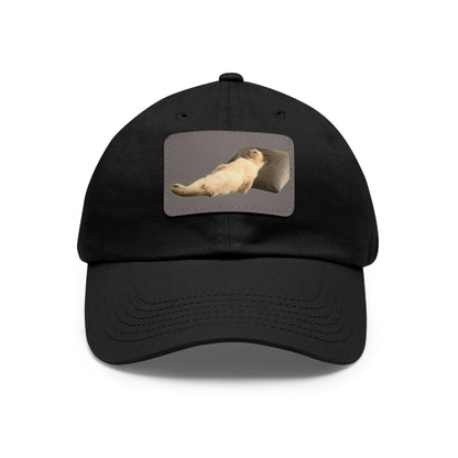Chill Cat Dad Hat with Leather Patch, Relaxed Cap for Pet Lovers, Father's Day Gift, Casual Wear, Fun Accessory