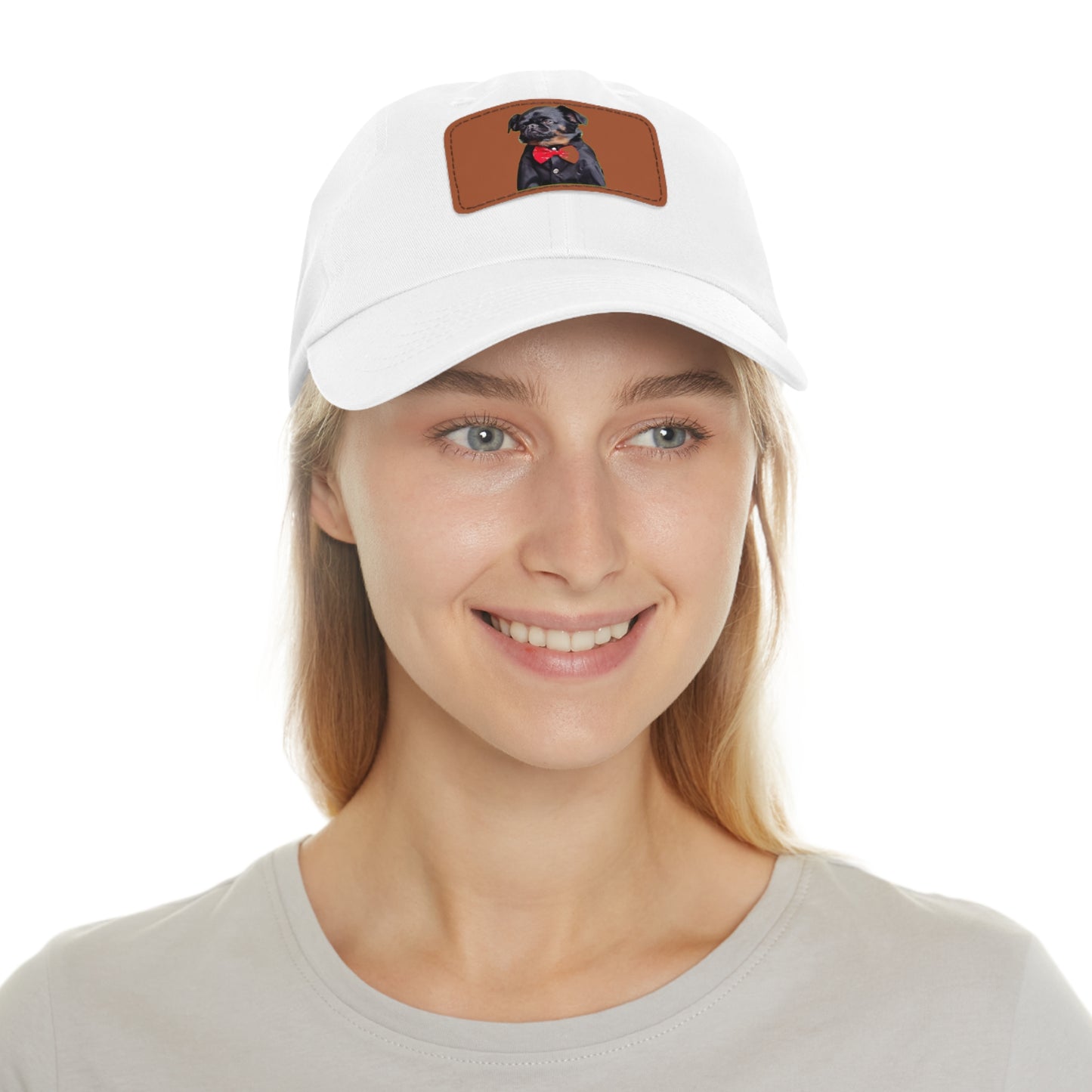 Stylish Dad Hat with Leather Patch Decor, Adjustable Cap for Pet Lovers, Gift for Father’s Day, Unique Birthday Present, Custom Dad Cap