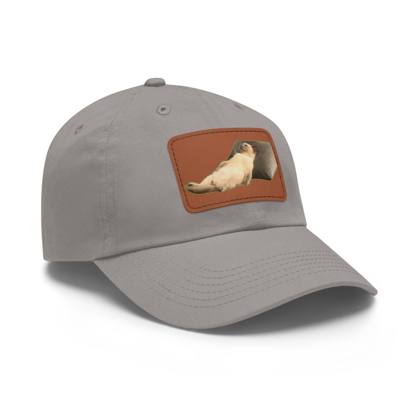Chill Cat Dad Hat with Leather Patch, Relaxed Cap for Pet Lovers, Father's Day Gift, Casual Wear, Fun Accessory