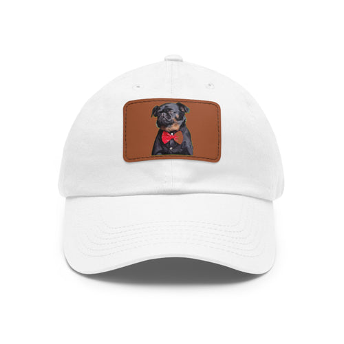 Stylish Dad Hat with Leather Patch Decor, Adjustable Cap for Pet Lovers, Gift for Father’s Day, Unique Birthday Present, Custom Dad Cap