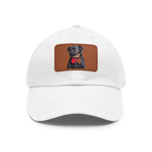 Stylish Dad Hat with Leather Patch Decor, Adjustable Cap for Pet Lovers, Gift for Father’s Day, Unique Birthday Present, Custom Dad Cap