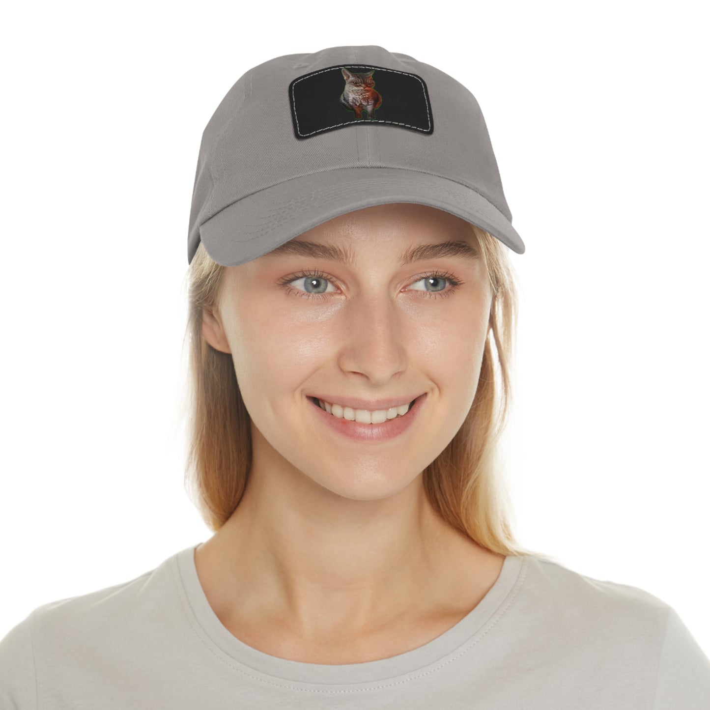 Cat Lover's Dad Hat with Leather Patch, Stylish Cap for Pet Enthusiasts, Perfect Gift for Animal Lovers, Casual Everyday Wear