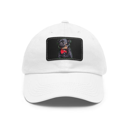 Stylish Dad Hat with Leather Patch Decor, Adjustable Cap for Pet Lovers, Gift for Father’s Day, Unique Birthday Present, Custom Dad Cap