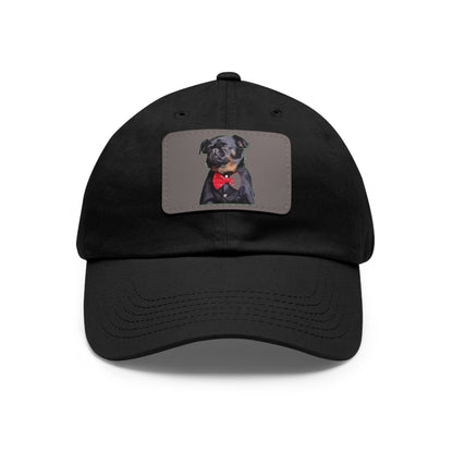Stylish Dad Hat with Leather Patch Decor, Adjustable Cap for Pet Lovers, Gift for Father’s Day, Unique Birthday Present, Custom Dad Cap