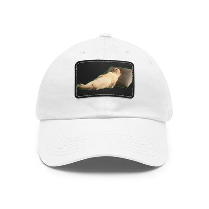 Chill Cat Dad Hat with Leather Patch, Relaxed Cap for Pet Lovers, Father's Day Gift, Casual Wear, Fun Accessory