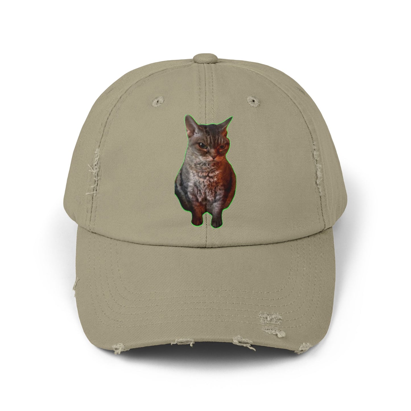 Distressed Cat Cap: Trendy Unisex Hat, Casual Wear, Gift for Cat Lovers, Unique Fashion Statement, Everyday Accessory