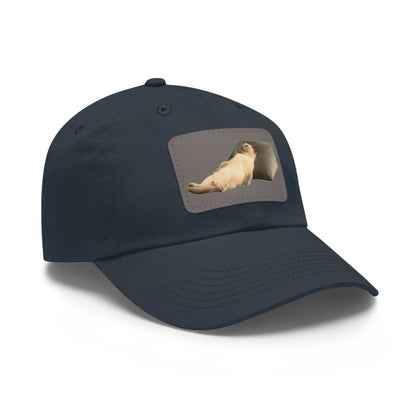 Chill Cat Dad Hat with Leather Patch, Relaxed Cap for Pet Lovers, Father's Day Gift, Casual Wear, Fun Accessory
