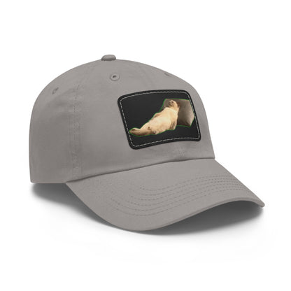 Chill Cat Dad Hat with Leather Patch, Relaxed Cap for Pet Lovers, Father's Day Gift, Casual Wear, Fun Accessory