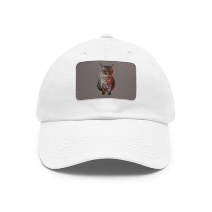 Cat Lover's Dad Hat with Leather Patch, Stylish Cap for Pet Enthusiasts, Perfect Gift for Animal Lovers, Casual Everyday Wear