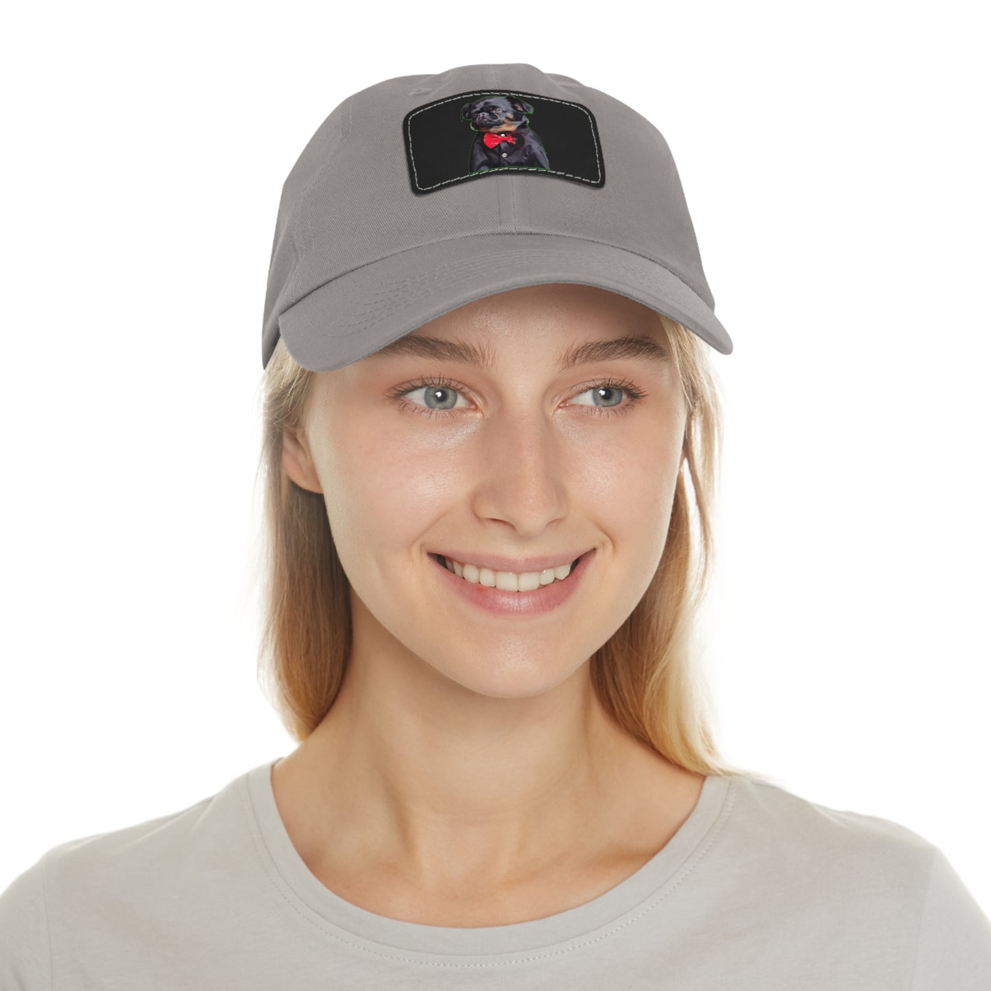 Stylish Dad Hat with Leather Patch Decor, Adjustable Cap for Pet Lovers, Gift for Father’s Day, Unique Birthday Present, Custom Dad Cap