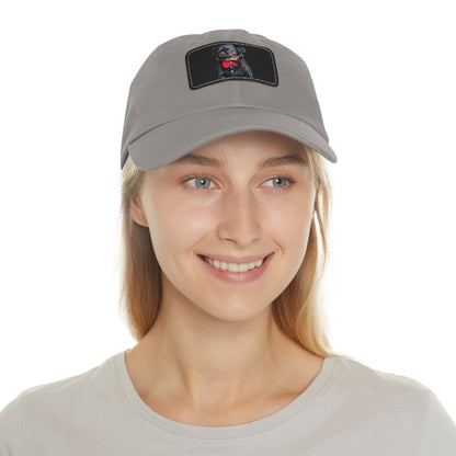 Stylish Dad Hat with Leather Patch Decor, Adjustable Cap for Pet Lovers, Gift for Father’s Day, Unique Birthday Present, Custom Dad Cap