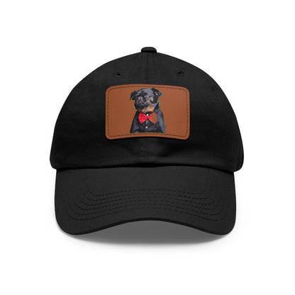 Stylish Dad Hat with Leather Patch Decor, Adjustable Cap for Pet Lovers, Gift for Father’s Day, Unique Birthday Present, Custom Dad Cap