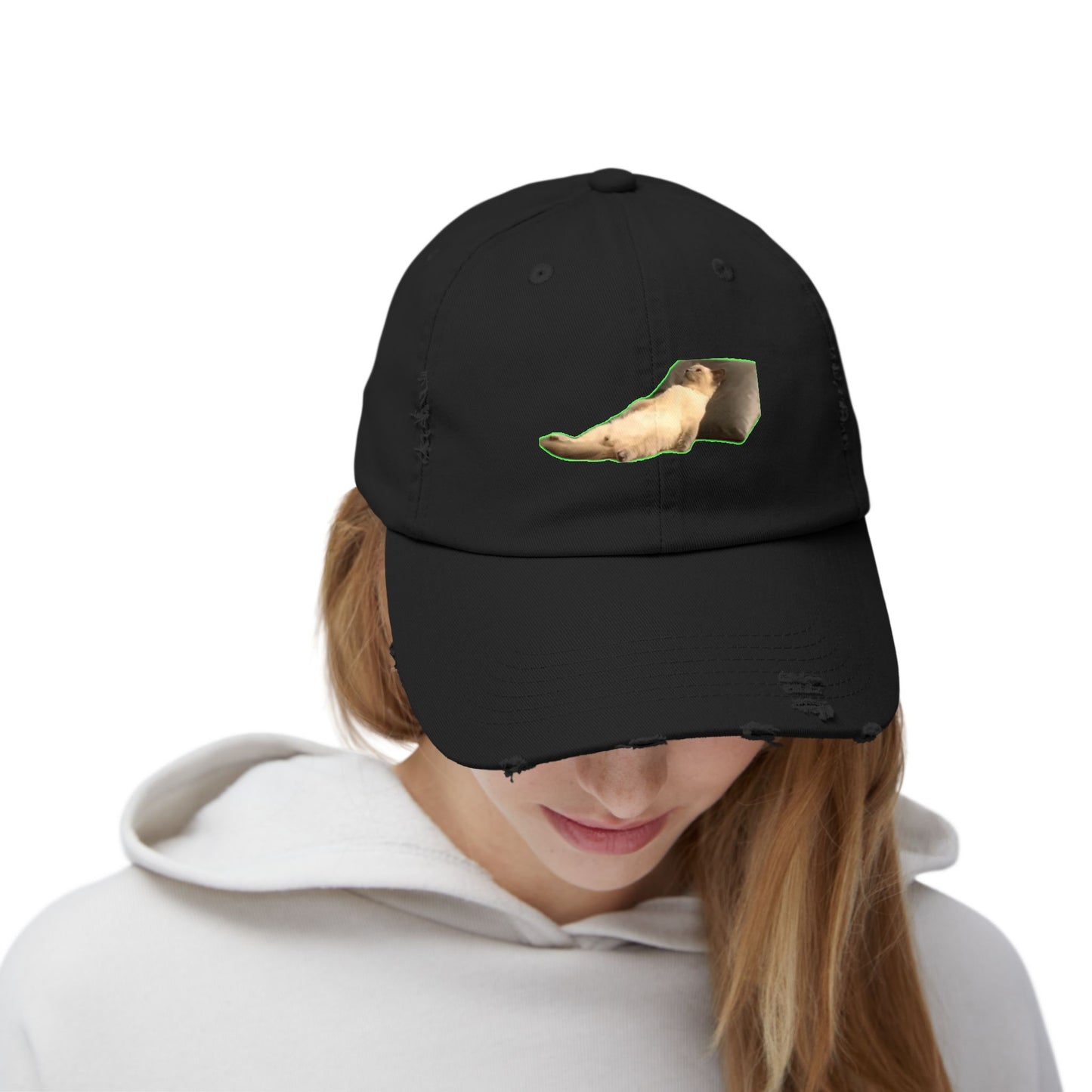 Distressed Unisex Cap with Playful Design for Casual Outfits, Unique Gift, Trendy Hat, Outdoor Adventures, Summer Vibes